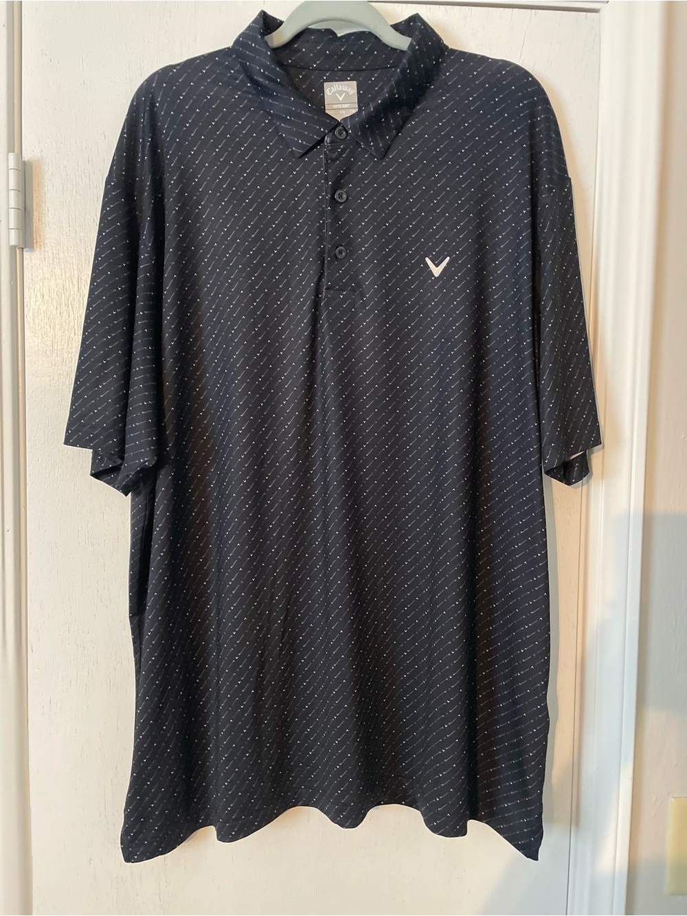 Callaway Navy Polo with Subtle Diagonal Micro-Print